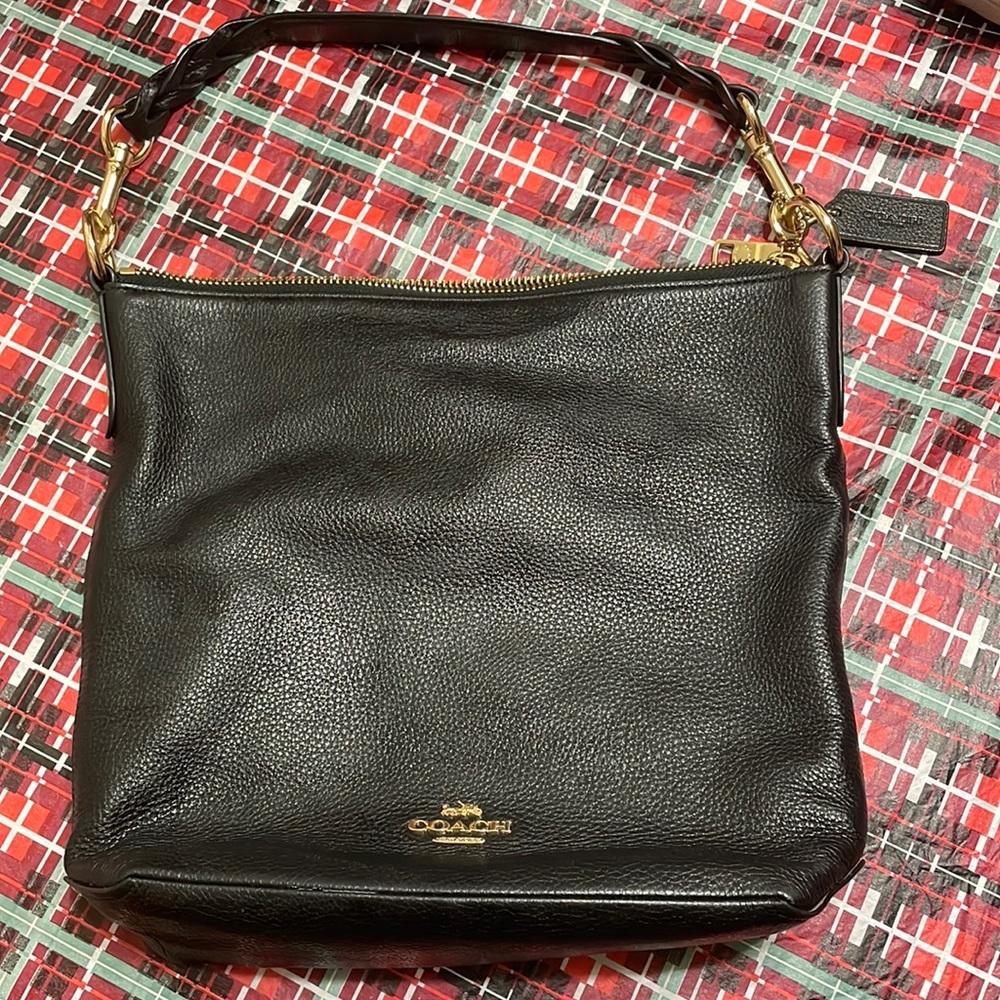 Black leather Coach purse